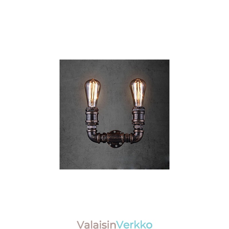 2 valoa Vintage-metallinen vesiputkiseinälamppu Edison-polttimolla