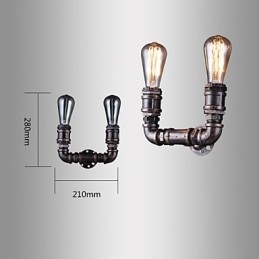 2 valoa Vintage-metallinen vesiputkiseinälamppu Edison-polttimolla
