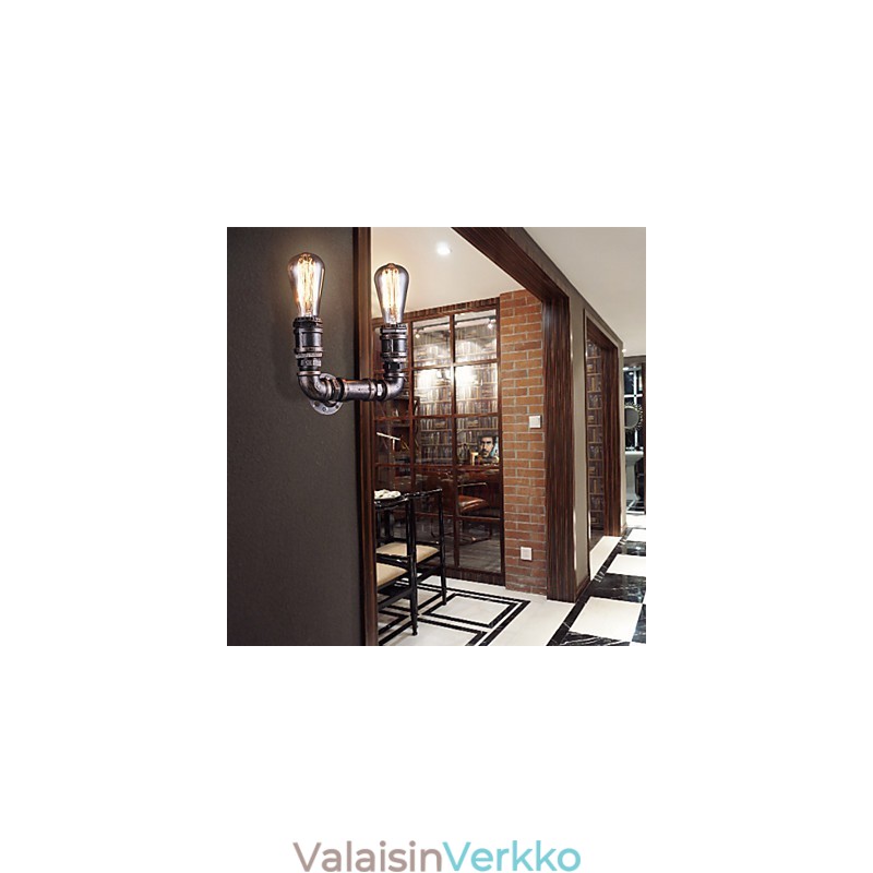2 valoa Vintage-metallinen vesiputkiseinälamppu Edison-polttimolla