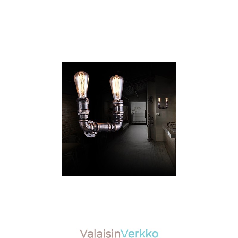 2 valoa Vintage-metallinen vesiputkiseinälamppu Edison-polttimolla