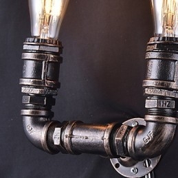 2 valoa Vintage-metallinen vesiputkiseinälamppu Edison-polttimolla