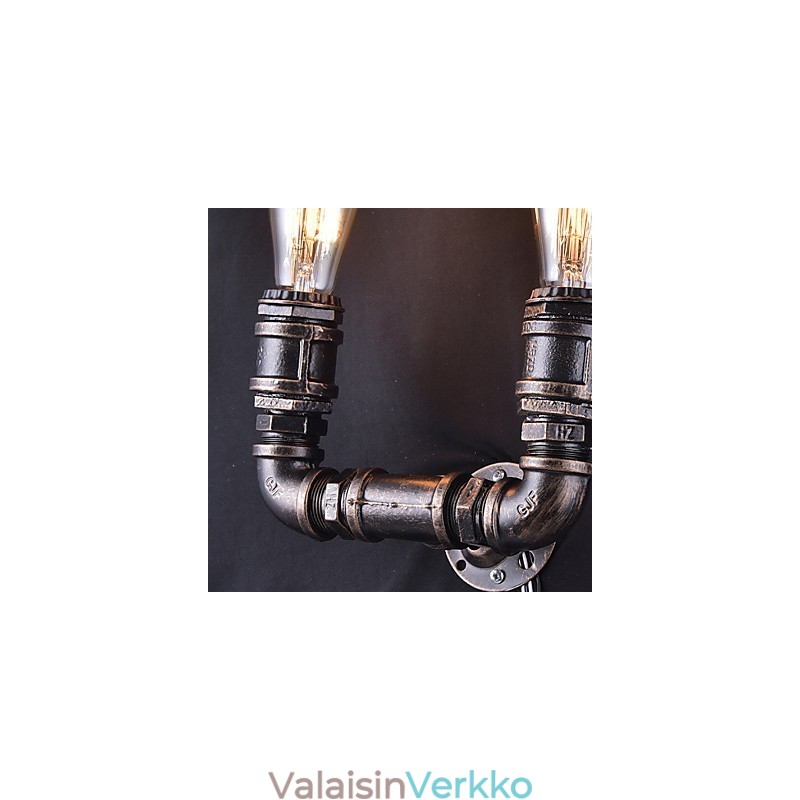 2 valoa Vintage-metallinen vesiputkiseinälamppu Edison-polttimolla