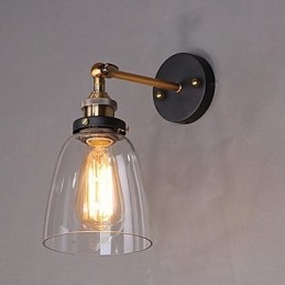 Teollinen Edison Simplicity lasiseinälamppu metallijalustalla ruokasalin työhuone toimisto eteisen seinävalaisin