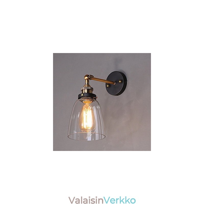Teollinen Edison Simplicity lasiseinälamppu metallijalustalla ruokasalin työhuone toimisto eteisen seinävalaisin