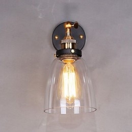 Teollinen Edison Simplicity lasiseinälamppu metallijalustalla ruokasalin työhuone toimisto eteisen seinävalaisin