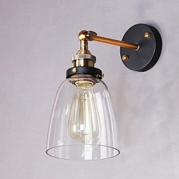 Teollinen Edison Simplicity lasiseinälamppu metallijalustalla ruokasalin työhuone toimisto eteisen seinävalaisin