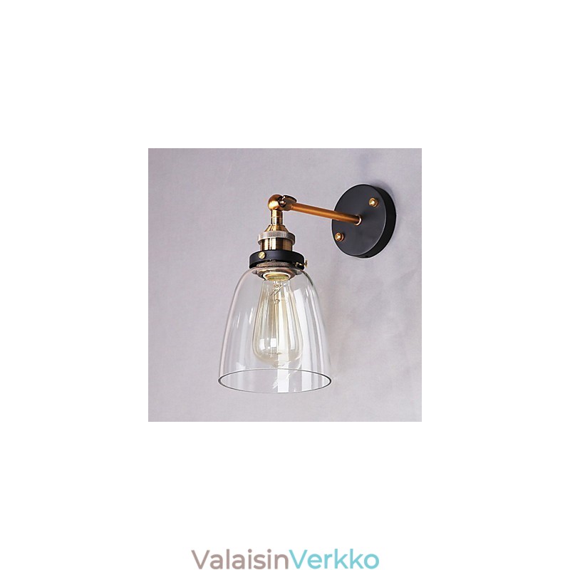 Teollinen Edison Simplicity lasiseinälamppu metallijalustalla ruokasalin työhuone toimisto eteisen seinävalaisin