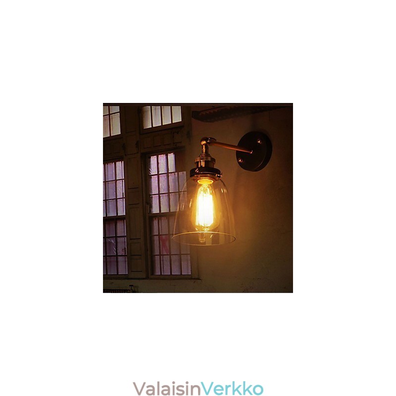 Teollinen Edison Simplicity lasiseinälamppu metallijalustalla ruokasalin työhuone toimisto eteisen seinävalaisin