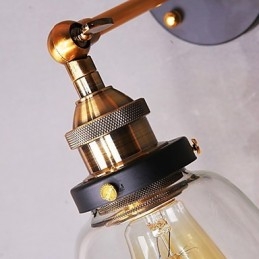 Teollinen Edison Simplicity lasiseinälamppu metallijalustalla ruokasalin työhuone toimisto eteisen seinävalaisin