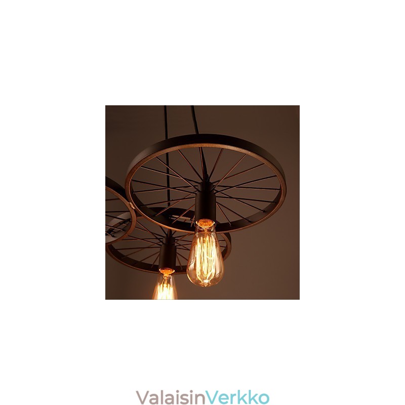 Loft Retro-riippuvalaisimet Amerikkalaiset maan takorautaiset kattokruunu teolliset pyörät