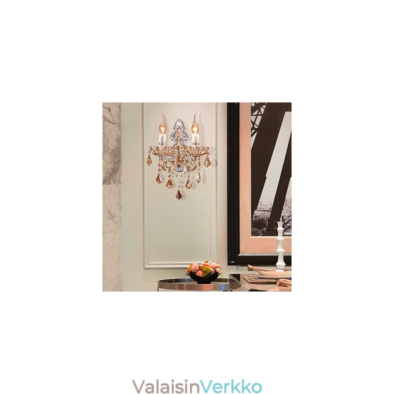 Tyylikäs kristalliseinävalaisin kahdella valolla