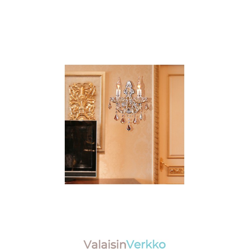 Tyylikäs kristalliseinävalaisin kahdella valolla
