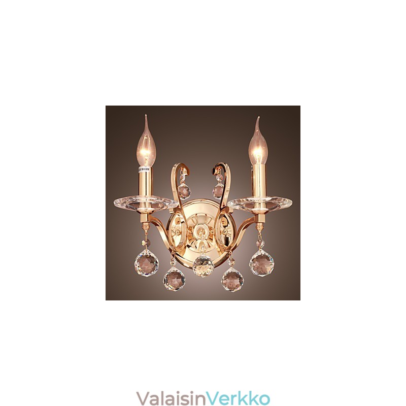 Kultainen kristalli seinävalaisin kahdella valolla
