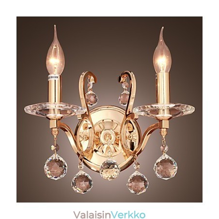 Kultainen kristalli seinävalaisin kahdella valolla Kultainen kristalli seinävalaisin kahdella valolla