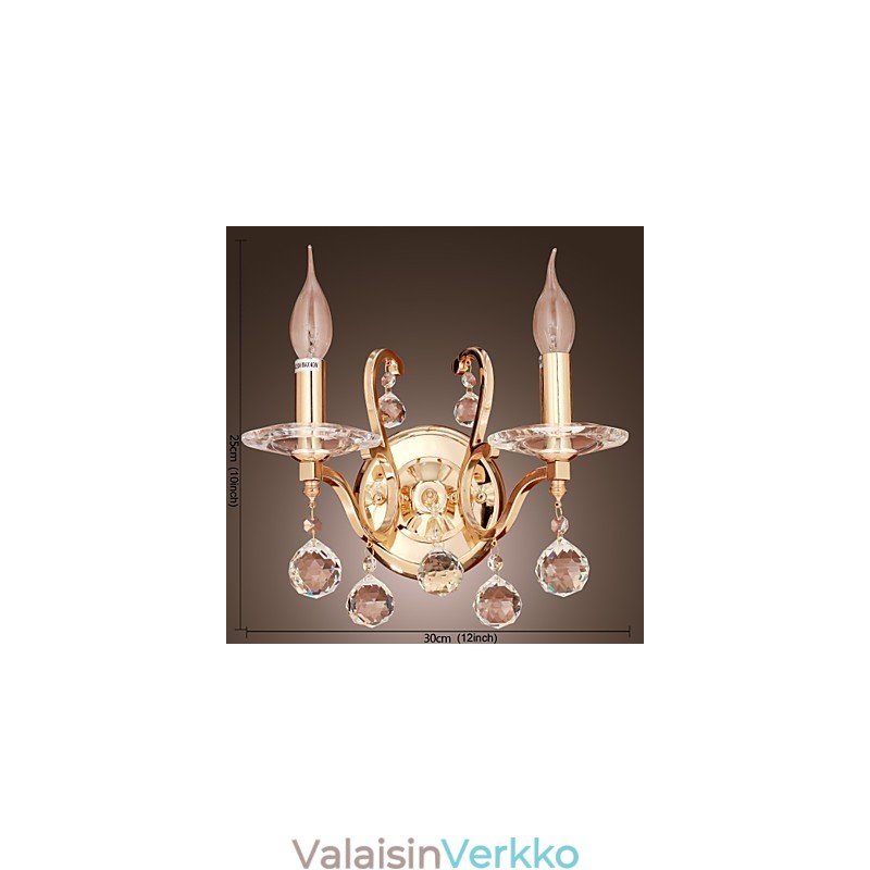 Kultainen kristalli seinävalaisin kahdella valolla