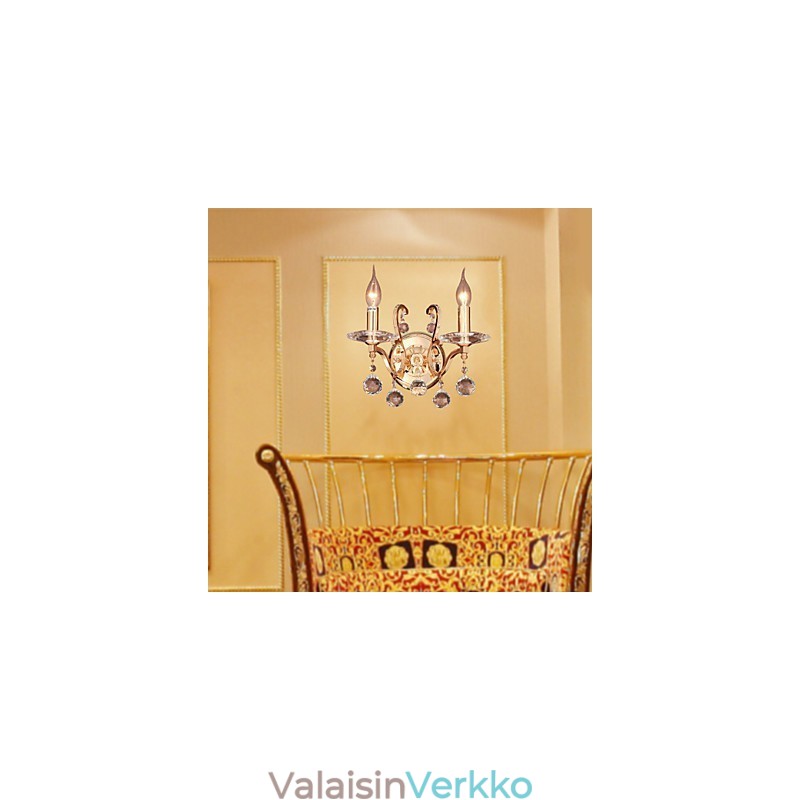 Kultainen kristalli seinävalaisin kahdella valolla