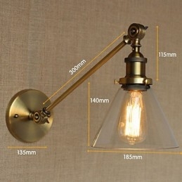 Rautalasi pronssi messinkivarsi tyylinen retro luova amerikkalainen maalaishalli makuuhuoneen seinävalaisin
