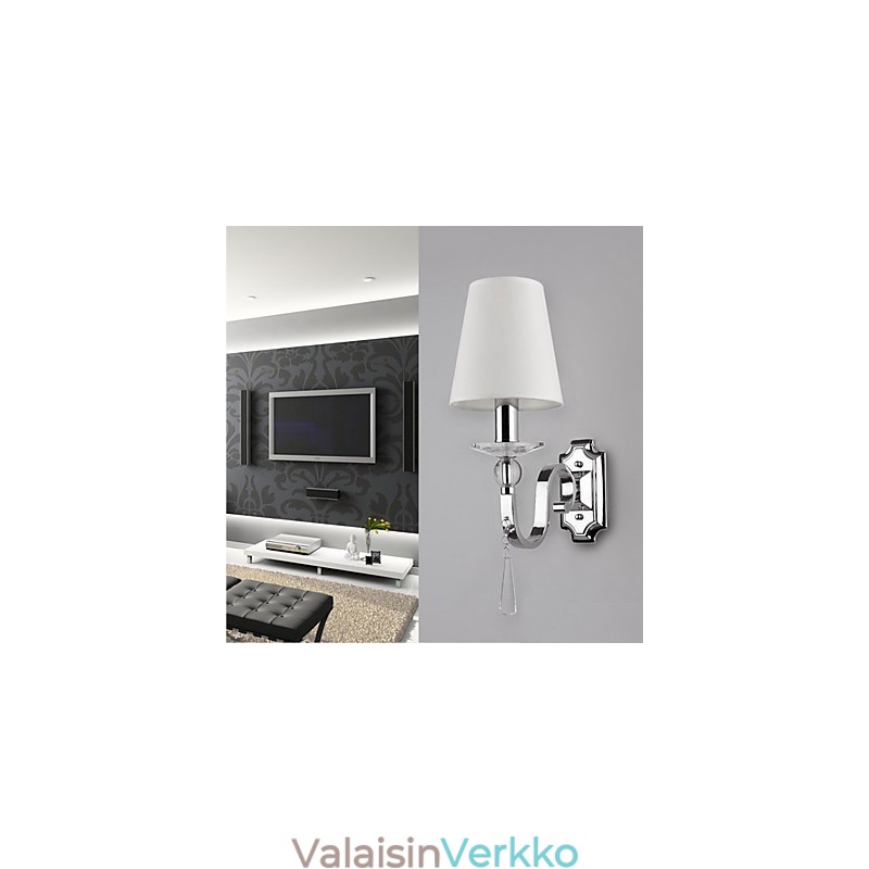 Lämmin valkoinen seinävalaisin kristallipisaroilla