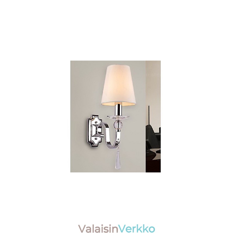 Lämmin valkoinen seinävalaisin kristallipisaroilla
