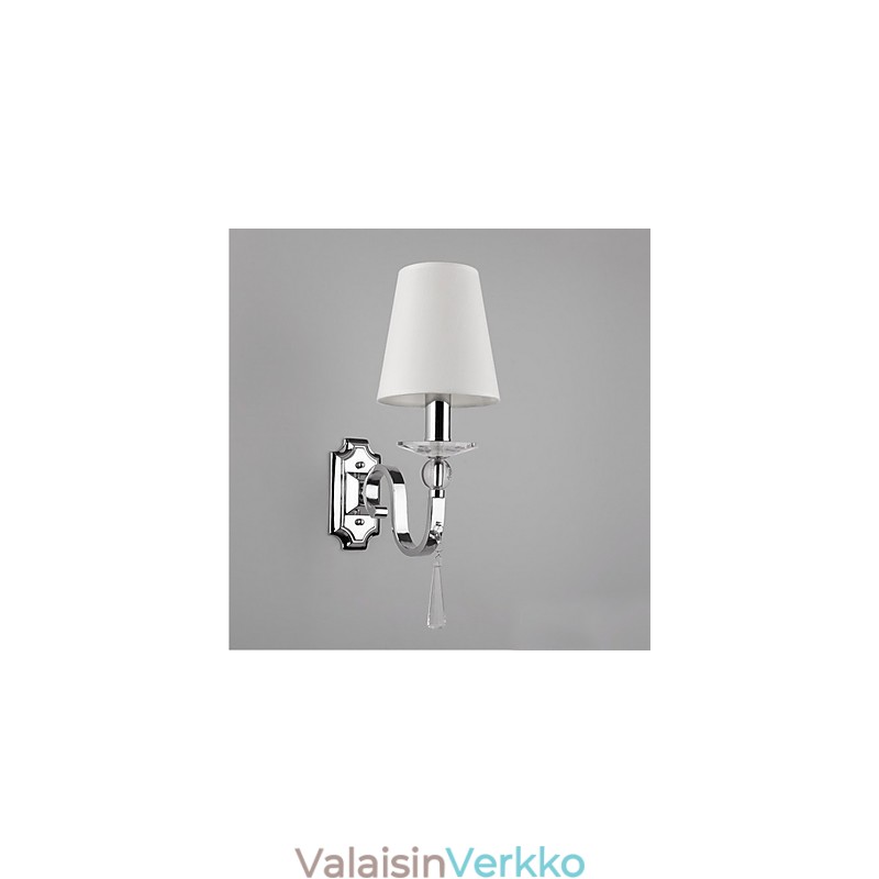 Lämmin valkoinen seinävalaisin kristallipisaroilla