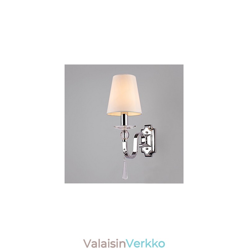 Lämmin valkoinen seinävalaisin kristallipisaroilla