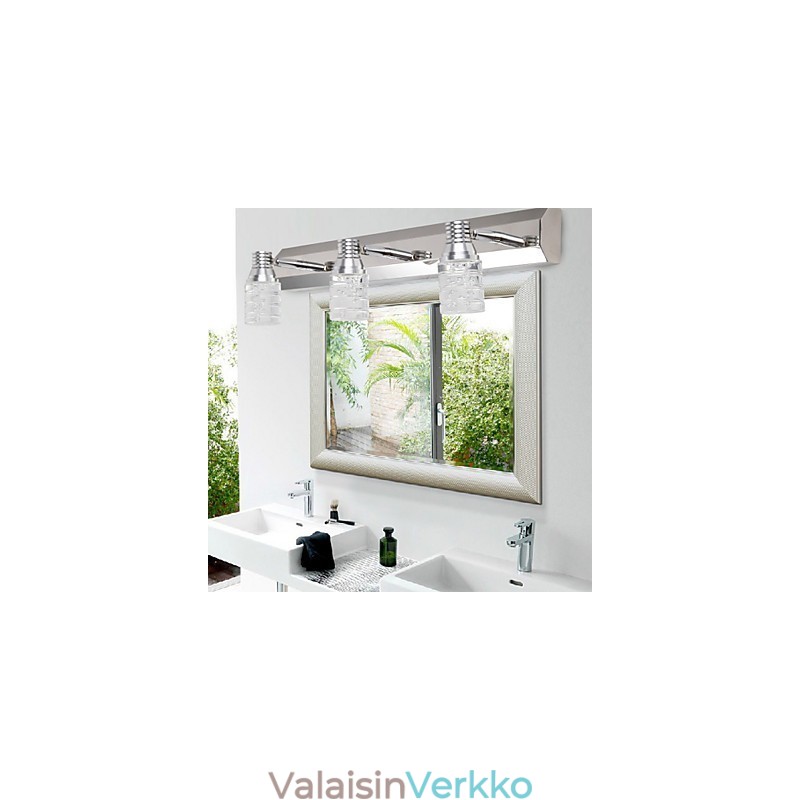 Moderni seinävalaisin lasikuplavarjostimella, peilin edessä