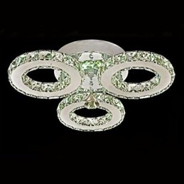 Crystal Flush Mount 3 Lights Moderni läpinäkyvä galvanointi ruostumatonta terästä