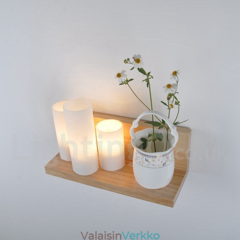 Minityyliset seinävalaisimet lasivarjostimilla Moderni nykyaikainen puinen bambuseinävalaisin