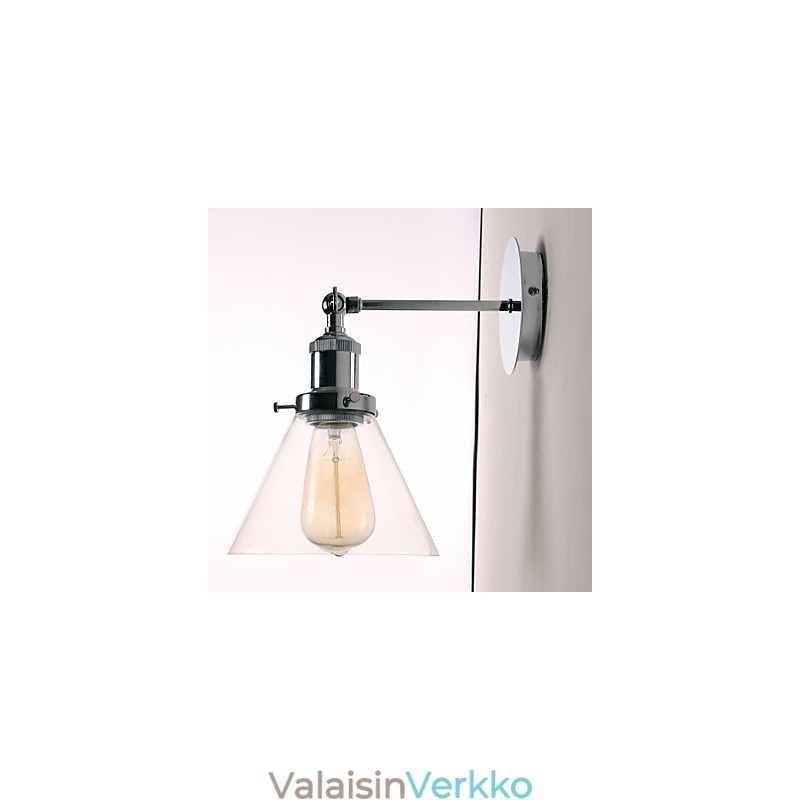 Art Deco -seinävalaisin lasikartiolla