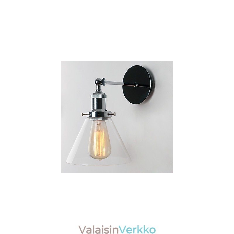 Art Deco -seinävalaisin lasikartiolla