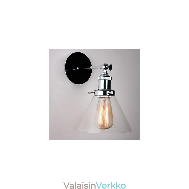 Art Deco -seinävalaisin lasikartiolla