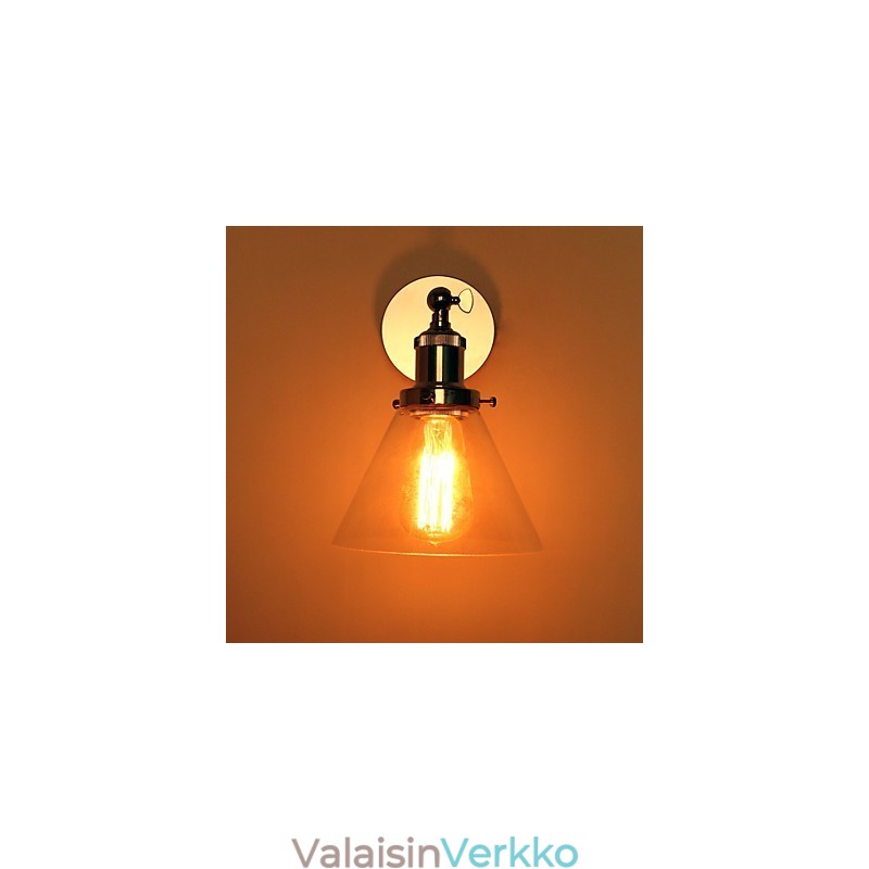 Art Deco -seinävalaisin lasikartiolla