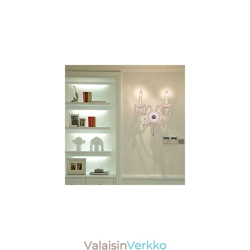 Kristallinen seinävalaisin 2 kynttilälampulla