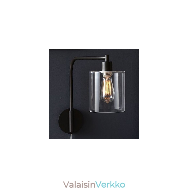 Moderni seinävalaisin lasirummun varjostimella