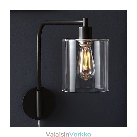 Moderni seinävalaisin lasirummun varjostimella Moderni seinävalaisin lasirummun varjostimella
