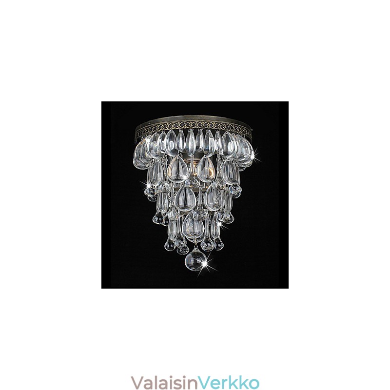 Antiikki vihreä seinävalaisin kristallihelmiriipuksella