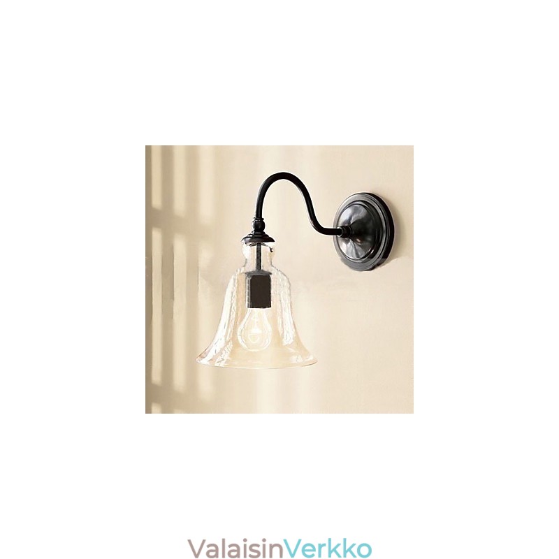 Luonnon inspiroima rautainen seinävalaisin läpinäkyvällä lasivarjostimella