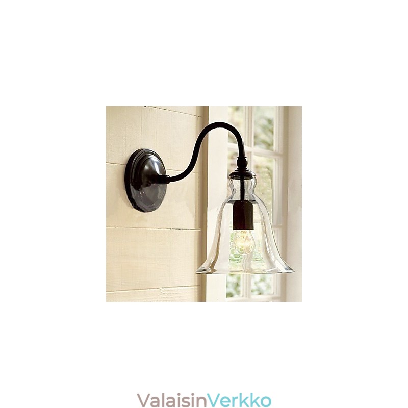Luonnon inspiroima rautainen seinävalaisin läpinäkyvällä lasivarjostimella