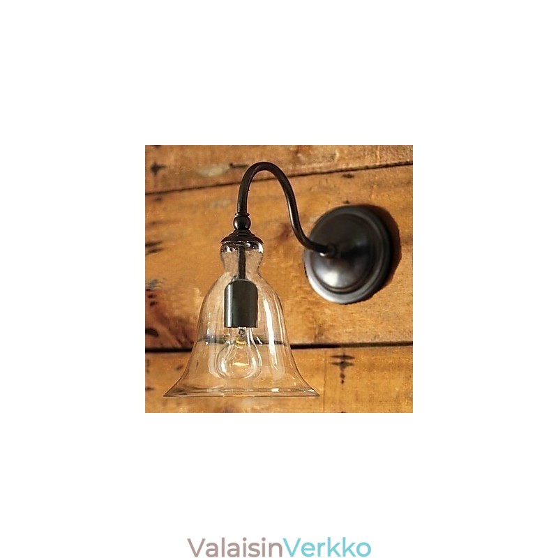 Luonnon inspiroima rautainen seinävalaisin läpinäkyvällä lasivarjostimella