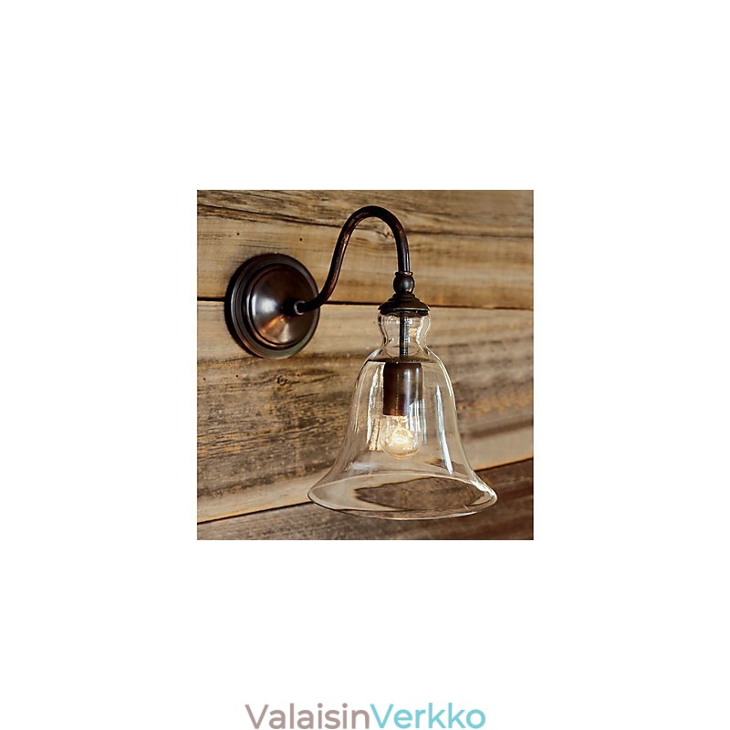 Luonnon inspiroima rautainen seinävalaisin läpinäkyvällä lasivarjostimella