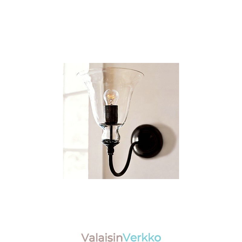 Luonnon inspiroima rautainen seinävalaisin läpinäkyvällä lasivarjostimella