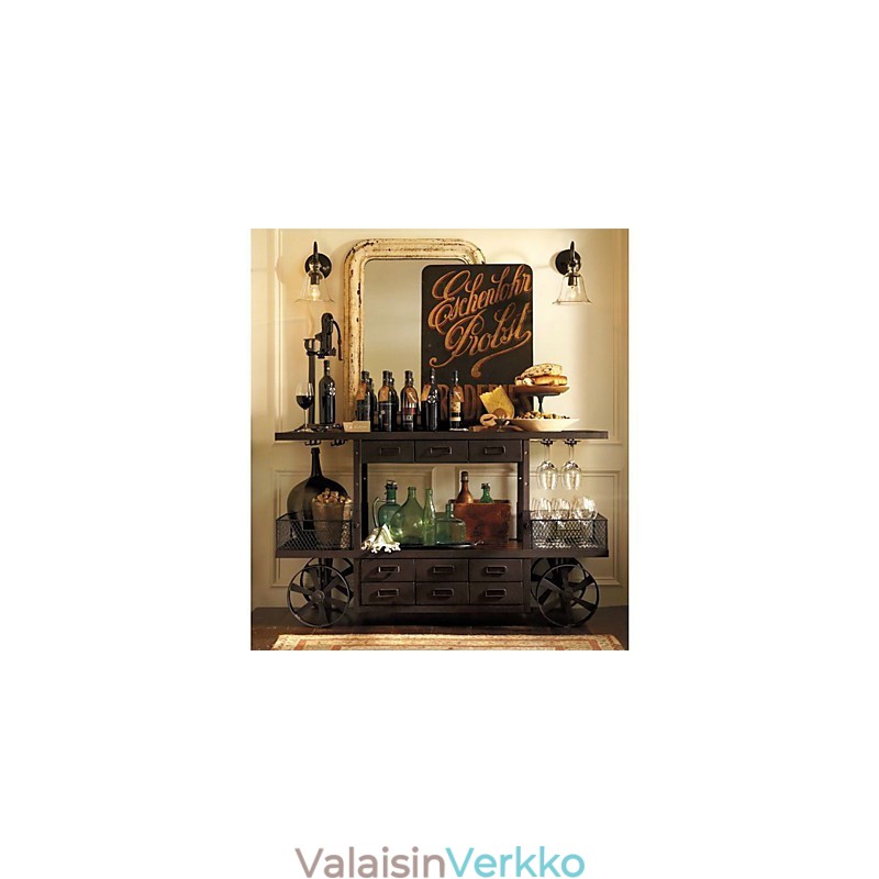 Luonnon inspiroima rautainen seinävalaisin läpinäkyvällä lasivarjostimella