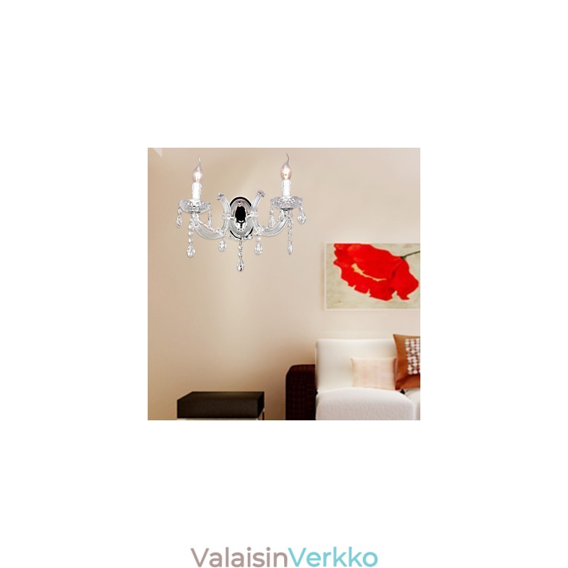 Tyylikäs kristalliseinävalaisin kahdella valolla