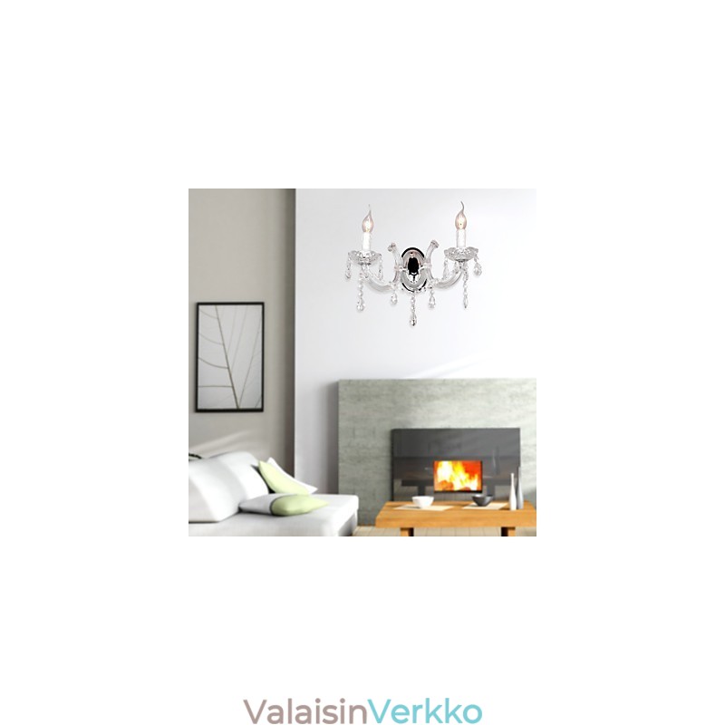 Tyylikäs kristalliseinävalaisin kahdella valolla