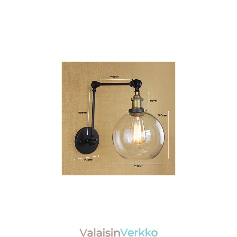 Lasiseinän pitkä käsivarsi Rauta Teollinen Luova Teleskooppinen Makuuhuone Retro Nostalginen Ravintola Kokoontaittuva Käytävä