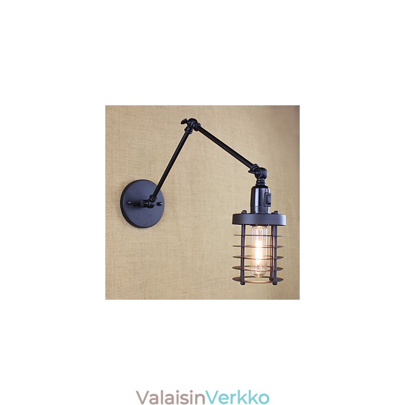 Style Bed Hotel Eestaurant Project Iron Arm Double Retro Vintage Black Belt Seinälampun kytkin