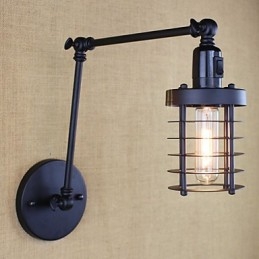 Style Bed Hotel Eestaurant Project Iron Arm Double Retro Vintage Black Belt Seinälampun kytkin