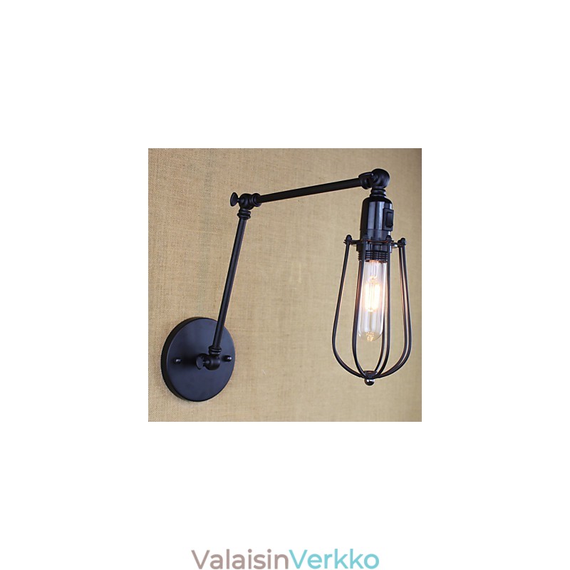 Style Bed Hotel Eestaurant Project Iron Arm Double Retro Vintage Black Belt Seinälampun kytkin