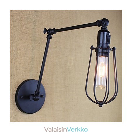 Style Bed Hotel Eestaurant Project Iron Arm Double Retro Vintage Black Belt Seinälampun kytkin