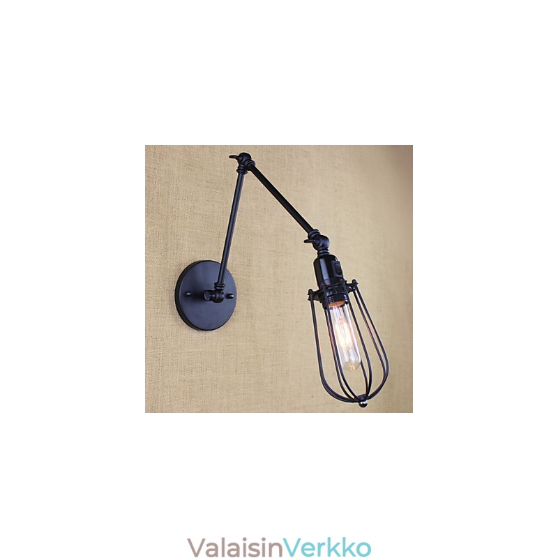 Style Bed Hotel Eestaurant Project Iron Arm Double Retro Vintage Black Belt Seinälampun kytkin